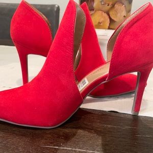 Christian Soriano red suede heels